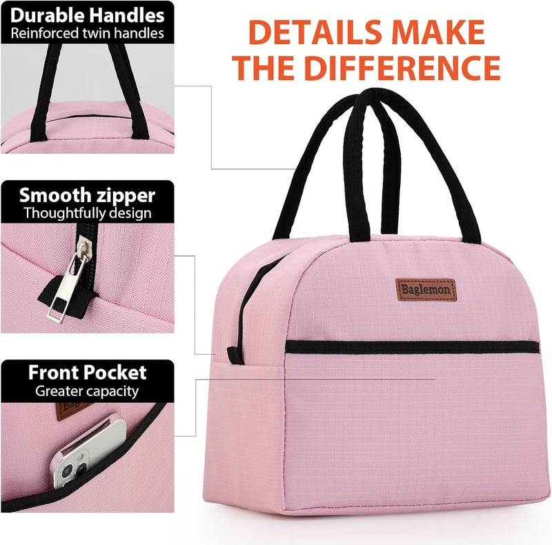Baglemon Insulated Lunch Bag for Women Men, Lunch Containers Reusable High Capacity Lunch Tote Bags for Work Picnic - Image 2